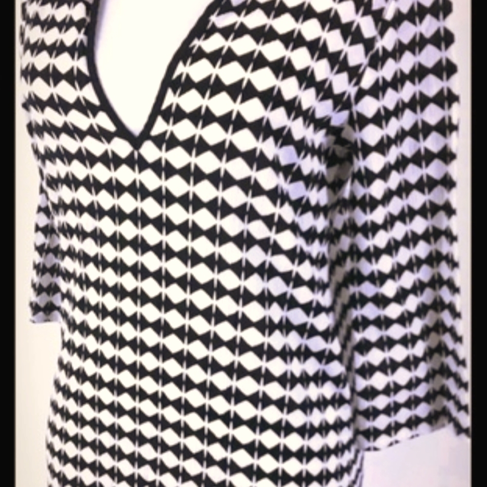 J.Crew XXS BlackCream Tunic Style Top Shirt Blouse